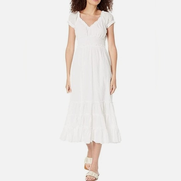 knee length dresses for ladies 021225 Ivory Swiss Dot Short Self Tie Midi Dress – UNIK-ELEGANCE